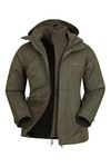 Mountain Warehouse Fell Mens 3 in 1 Water Resistant Jacket - Adjustable Coat with Packaway Hood, Detachable Inner Fleece & Many Pockets - For Hiking & Outdoors Khaki XS