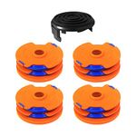 CDIYTOOL WX100 Grass Trimmer Spool Lines fit for Qualcast GT25 GGT350A1 GT30 GGT450A1 and WG100E WG104E1 1.65mm dia 8.3m long (4 spools + 1 caps)