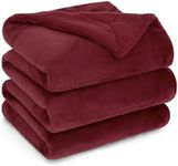 Bedsure Sherpa Fleece Throw Blanket King Size - Thick and Warm, Fluffy Microfiber Solid & Soft Bedspread for Bed and Couch Coverlet Sets, Red, 230x270cm