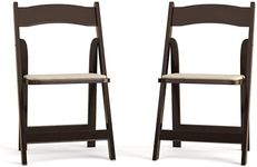 Flash Furniture 2 Pack HERCULES Series Fruitwood Wood Folding Chair with Vinyl Padded Seat