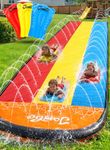 JAMBO Premium Slip Splash and Slide, Three- Way Sprinkler System with 3 Body Boards, 16Ft Water Slide with Advanced Sprinklers System | Backyard Waterslide Outdoor Water Toys Slides for Kids