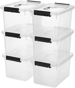 JUJIAJIA 6 Quart Clear Storage Latch Box/Bins, 6-Pack Plastic Container with Latches and Lid