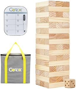 Gorock Giant Tumble Tower, Stacking Timber with Scoreboard | Dice | Carrying Bag, 56 PCS Wooden Block Building Game for Kids Adults Family(Stacks Up to 4.2 FT)