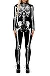 ALBIZIA Women's Skull Skeleton Halloween Costume Jumpsuit Bodysuit Cosplay Bodysuit Outfit, X177, Small-Medium