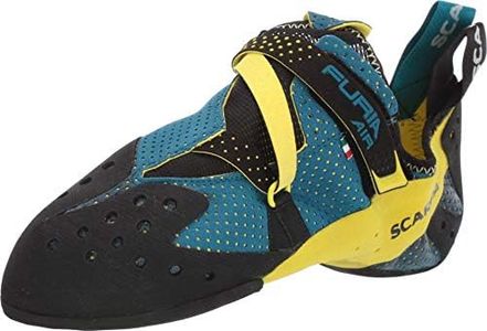 SCARPA Furia Air Rock Climbing Shoes for Sport Climbing and Bouldering - Specialized Performance for Sensitivity and Breathability - Baltic Blue/Yellow - 10.5