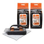 Q-Swiper BBQ Grill Cleaner Set - 1 Grill Brush with Scraper and 80 BBQ Grill Cleaning Wipes | Bristle Free & Wire Free | Safe Way to Remove Grease and Grime for A Clean and Healthy Grill!