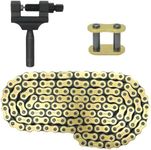 428 Motorcycle Chain and Chain Breaker,428 Roller Chain 140 Links Heavy Duty Drive Chain for 50cc 70cc 90cc 110cc 125cc Dirt Pit Bike ATV Quad Go Kart Scooter Mini Bike (Golden)