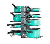 Pots, Pans and Lids Organizer Rack for Kitchen Countertop, corner cabinet with 3 DIY Methods, Adjustable Pan Pot Rack with 8 Tiers, Heavy Duty Pot Organizer, Premium Kitchen Organizer