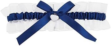 ECSiNG Bride Garter White Blue Wedding Garter with Bows and Pendants Bride Lace Garter for Wedding Dresses Accessories Fit for 15-23inch