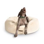 UnHide Floof Pet Bed - Extra Soft Dog Bed - Removable Faux Fur Cover - Machine Washable - Helps Ease Pet Anxiety & Provides The Perfect Sleep - Beige Bear - Medium (28" x 10")