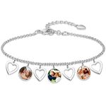 Personalized Photo Bracelet For Women Custom Picture Bracelet Engraved Heart Bracelet Fashion Jewelry Gifts for Girls Sisters BFF Friends Family （3 Photos)