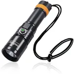 ORCATORCH D530 Scuba Dive Light, 1300 Lumens, 8 Degrees Narrow Beam Angle, Titanium Alloy Side Button Switch, 2 Lighting Modes, with Battery Indicator, for Underwater 150 Meters Diving