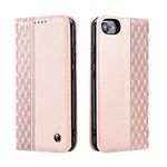 TOHULLE iPhone 7 iPhone 8 iPhone SE 2022 SE 2020 Case, Premium PU Leather Wallet Case Card Holder Kickstand Built-in Magnetic Closure Plaid Pattern Flip Folio Phone Cover for iPhone 7/8/SE - Rose Gold