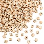 PH PandaHall 1060pcs 10mm Alphabet Wooden Beads Random Natural Square Wooden Beads Wooden Loose Beads with Initial Letter Cube Beads Letter Beads for Jewelry Making and DIY Projects