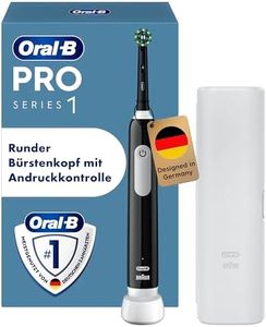 Oral-B Pro Series 1 Elektrische Zahnbürste/Electric Toothbrush, 1 Aufsteckbürste, 3 Putzmodi und Drucksensor für Zahnpflege, Reiseetui, Designed by Braun, black