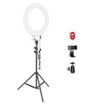 Neewer 18-inch White LED Ring Light with Light Stand Lighting Kit Dimmable 50W 3200-5600K with Soft Filter, Hot Shoe Adapter, Cellphone Holder for Make-up Video Shooting (NO Carrying Bag)