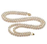 Liah White 6-7mm Double Strand AA Quality Freshwater Gold filled Cultured Pearl Necklace-36 in Opera length