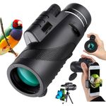 40X60 Monocular Telescope with Smartphone Tripod True HD High Power BAK4 Prism & FMC Lens Monoculars Scope for Adults Kids Bird Watching Travelling Camping Wildlife Hiking