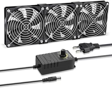 3 ventole da 120 mm, 12 V, con ventola AC 220 V, 240 V, controllo della velocità, doppio cuscinetto a sfera, per laptop, armadio, server, ventilazione, per cambiare ventole