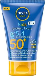 NIVEA Sun Kids To Go SPF 50+ Sun Balm, 50ml travel size, Extremely waterproof & hydrating, For children's delicate skin, Instant UVA/UVB protection, Prevents skin drying, Ideal for hand luggage
