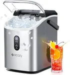 ecozy Nugget Ice Maker Countertop with Handle, 33 lbs Chewable Pellet Ice Daily, Self-Cleaning Ice Machine, Includes Ice Bags for Kitchen, Bar, Parties, Stainless Steel