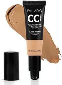 Palladio Full-Coverage Color Correction CC Cream, Oil-Free with Peptides & Vitamin C, Buildable Foundation Coverage (Tan 40W, Warm Undertone),0.87 Fl Oz (Pack of 1)