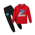 Boy's Lightning Cat Youtuber Tracksuit Pullover Hoodie Jogging Pants Set 2 Pieces Sweatsuit for 6-13 Years (11-12 years, Red)