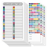 16 Sheets Breaker Panel Labels Electrical Box Sticker Numbers Breaker Panel Labels Electrical Sticker Number Catalog Load Center Adhesive Waterproof Reusable（Mix Colors）