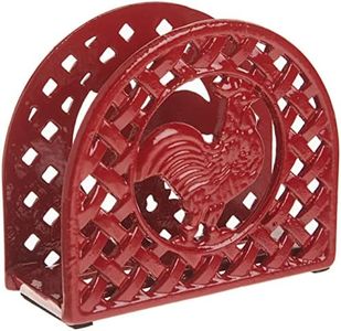 Home Basics Cast Iron Rooster Napkin Holder (Red)