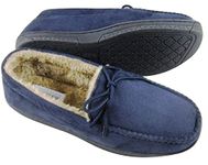sole london MENS FAUX SUEDE MOCCASINS WARM FAUX SHEEPSKIN FUR LINED WINTER LOAFERS SLIPPERS