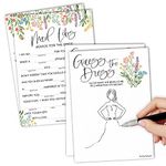 Hadley Designs 20 Floral Hilarious Bridal Shower Games For 20 Guests - Couples Wedding Shower Games, Guess The Dress Bridal Shower Game Set, Advice Cards For Bridal Shower Mad Libs