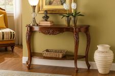 Jangid Handicraft Wooden Half Round Console Table for Living Room | Entryway Hallway Sofa & Fish Tank Table for Home & Office | Solid Sheesham Wood | Brown Finish