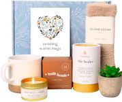 Unboxme Luxe Get Well Soon Gift Box for Women | Organic Self Care Package with Bath Bomb, FLuffy Socks, Mug, Lemon Ginger Tea Set, Candle & Warm Hugs Card | Feel Better Basket