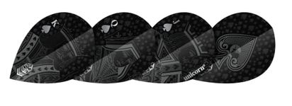 Unicorn UltraFly Dart Flights | Royal Flush Design | Ultra Durable 100 Micron Polyester PET | Black | Xtra Shape