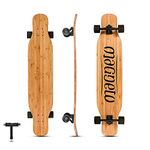 Magneto Bamboo Carbon Fiber Longboard Skateboard | 46” x 9.5” | Cruising, Carving, Downhill and Dancing | Kicktails Tricks Carver Drop Through | Great for Teens Adults Men Women | Free Skate Tool