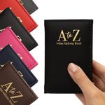 Index Address Book Leather Look Cover Executive Padded Small Sizes Notebook A-Z (Black)