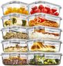 Vtopmart 10Pack 22oz Glass Food Storage Containers with Lids, Meal Prep Containers, Airtight Lunch Containers Bento Boxes with Snap Locking Lids for Microwave, Oven, Freezer and Dishwasher