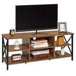 WEENFON Industrial TV Stand for 55 Inch TV, TV Stand with 6 Storage Shelves & Metal Frame, TV Table for Living Room, Bedroom, Rustic Brown