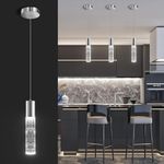 OKELI Modern Pendant Light,LED Bubble Crystal Kitchen Island Lights Fixtures,Black Mini Single Pendant Lighting for Kitchen Island Bar,7W,6000K,1Pack