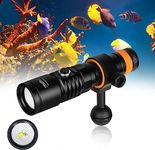 ORCATORCH D710V Diving Torch, 2000 Lumen Underwater Video Light 120° Wide Beam Scuba Diving Torch Flashlight with White, Red, and Violet Light Sources for Dive Photography Fill Light