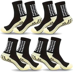 BOLDSTUFF Hi-Tech Performance Athletic Socks for Men & Women | Crew Length, Anti-Slip Rubber Grip, Thick Cushion Sports Socks for Running, Gym, Training (IN, Alpha, Free Size, 4, Black)