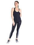 CHKOKKO Women Sports Racerback Yoga Jumpsuit Navy Blue size-M