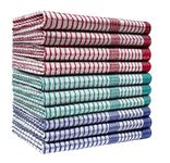 Pack of 10 Heavy Duty (80gm/pc) WonderDry Checked Cotton Kitchen Tea Towels - Absorbent - Durable & Long Lasting – Professional Grade - Lint Free – Fade Resistant – Bar, Catering, Restaurant Cloth