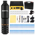 Rayyl Tattoo Machine Kit, Rotary Machine Set Tattoo Pen with Mini Tattoo Power Supply, 40pcs Tattoo Needles Tattoo Grip Tape, Tattoo Skin, ink Caps for Tattoo Beginners & Professional Artists