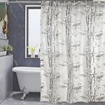 Kuber Industries Bamboo Design PVC Shower Curtain with Hooks, 54x84 Inch, Grey, Washable