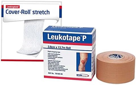 Leukotape P Sports Tape Tan 1 1/2" x 15 Yds & Cover-Roll Stretch Adhesive Fixation Dressings 2" x10 Yds. Combo Pack