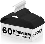 Cozymood Black Velvet Hangers 60 Pack, Premium Clothes Hangers Non-Slip Felt Hangers, Strong Black Hangers Heavy Duty Coat Hangers, Sturdy Suit Hangers Space Saving, No Shed, 360 Rotating Hook