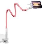 Gooseneck Phone Stand for Bed, SAIJI Lazy Bracket Cell Phone Holder Long Arm Clip Clamp Mount for Filming, Compatible with 4.0-6.5'' Mobile Cell Phone Stand Document Camera Nintendo Switch (Rose Gold)