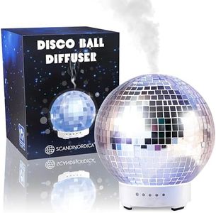 Disco Ball Diffuser Rotating - Original Disco Essential Oil Diffuser with Whisper Quiet Operation, 14 Color Night Light & 4 Time Settings | Cute Home, Classroom, Dorm Decor for Medium Room Silver