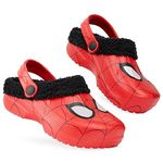 Marvel Boys Clogs - Spiderman Fleece Lined Clogs for Kids - Spiderman Gifts (Red, 8.5/9 UK)